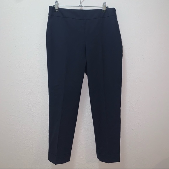 Blue Black Talbots Petite Heritage Straight Leg Career Office Pants Size 4P - Picture 1 of 5